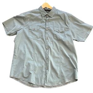 Jeremiah Shortsleeved Shirt grayish blue with red thread boarder XL 100% cotton
